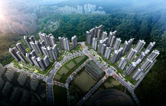 평촌 엘프라우드 통합조감도. <대우건설 제공>